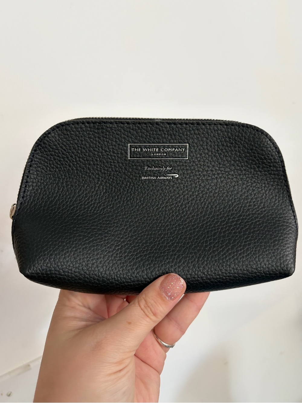 the white company of London exclusively for British airways black leather pouch